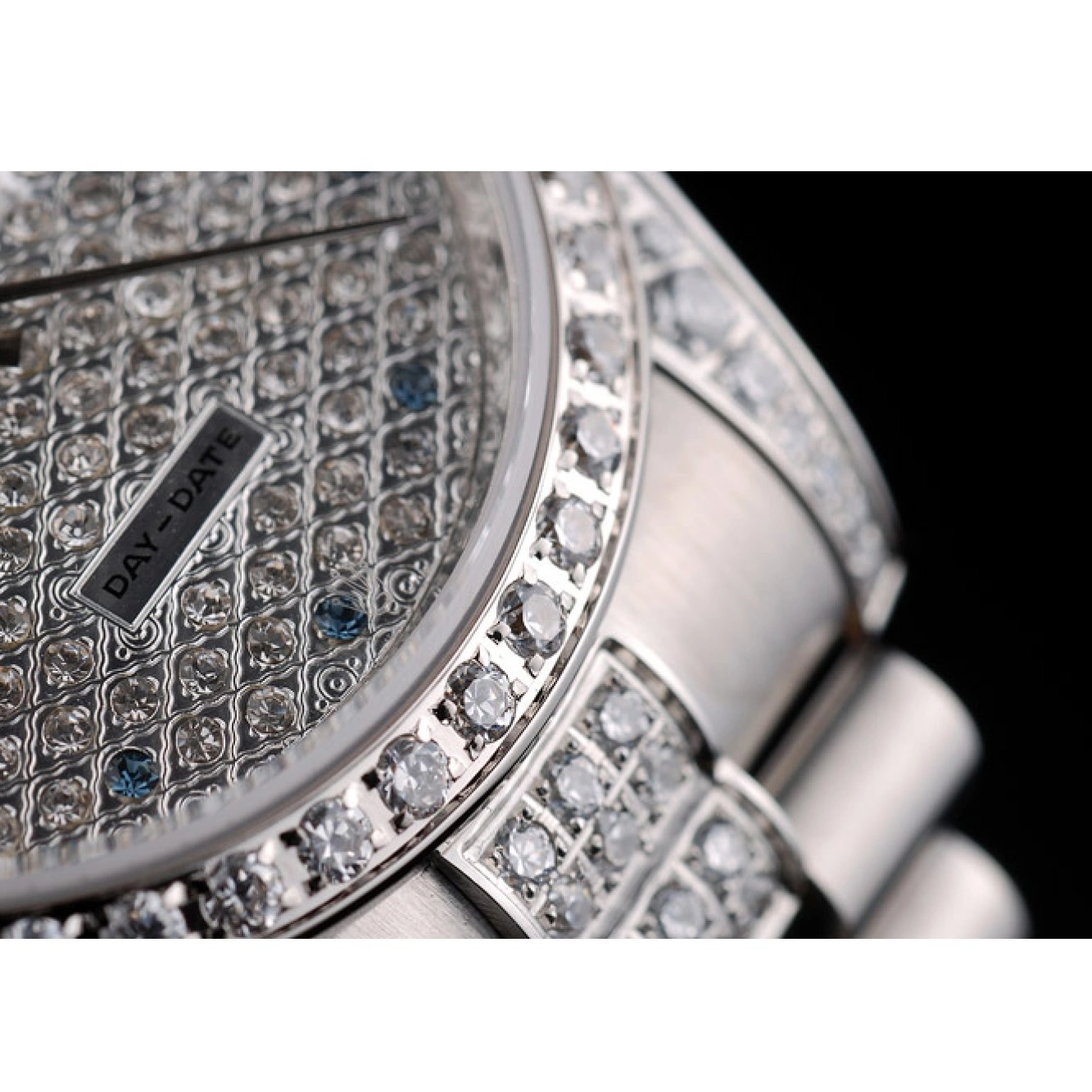 Aaa fake watches Diamond Stainless DayDate Diamond Dial Plated Rolex Plated Bracelet 41986 Steel 0524